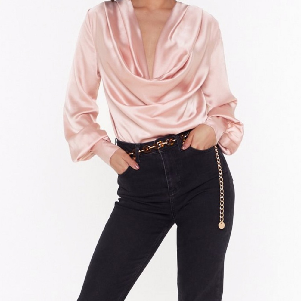 Pink Satin Bodysuit
